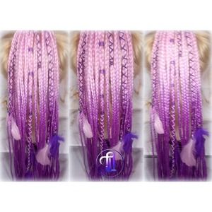 Ponytail Hair Extensions Pink Purple Elements Accents box braids hair scrunchie